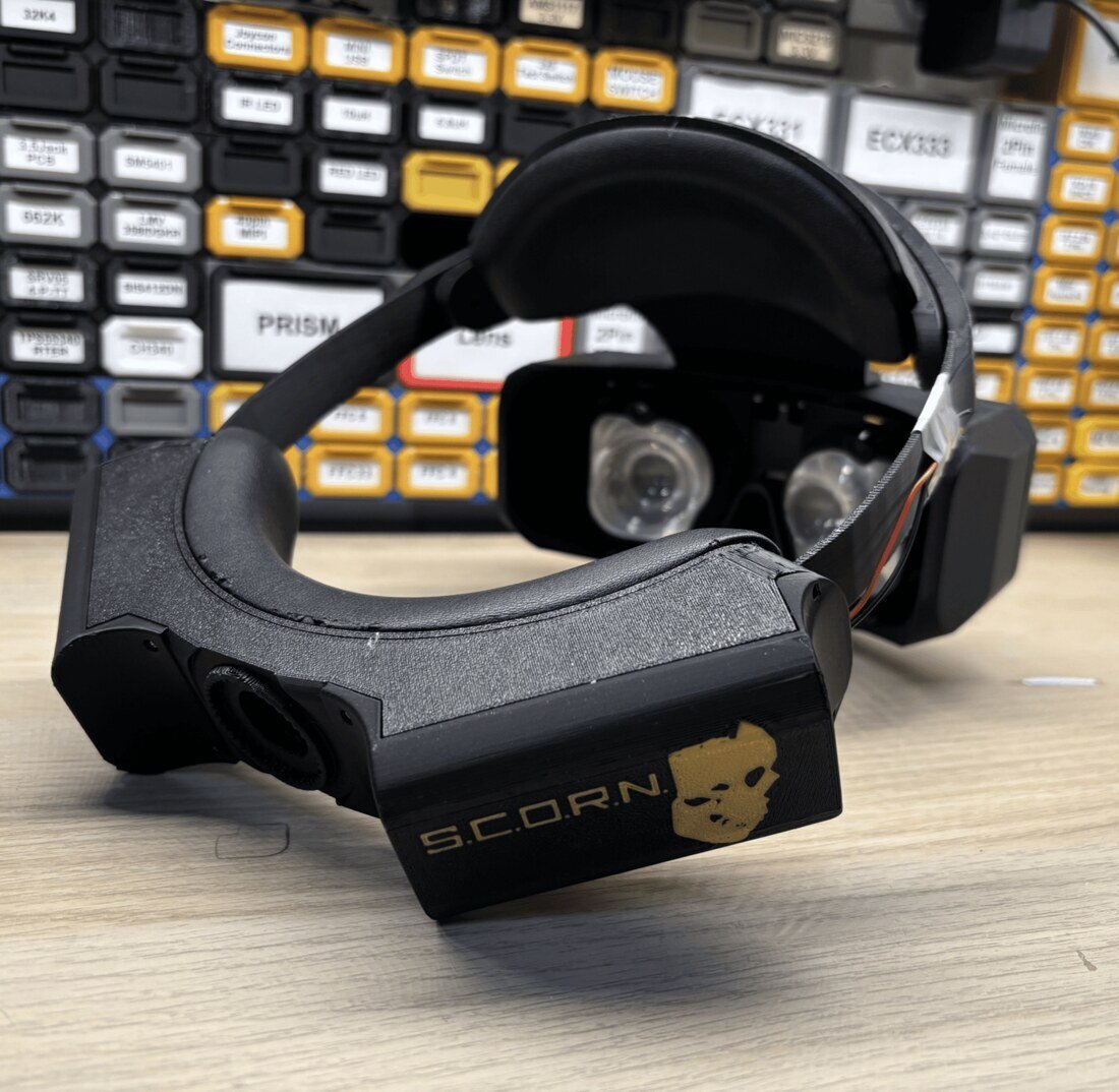 A S.C.O.R.N. prototype on the workbench.