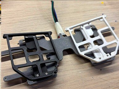 Printed frame parts, black and white.