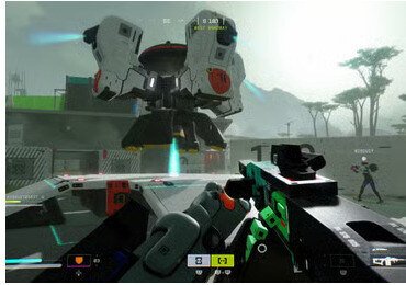 A mech shooter running on the headset.
